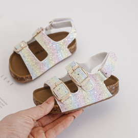Sweet glitter sandal - rainbow (met klittenband)