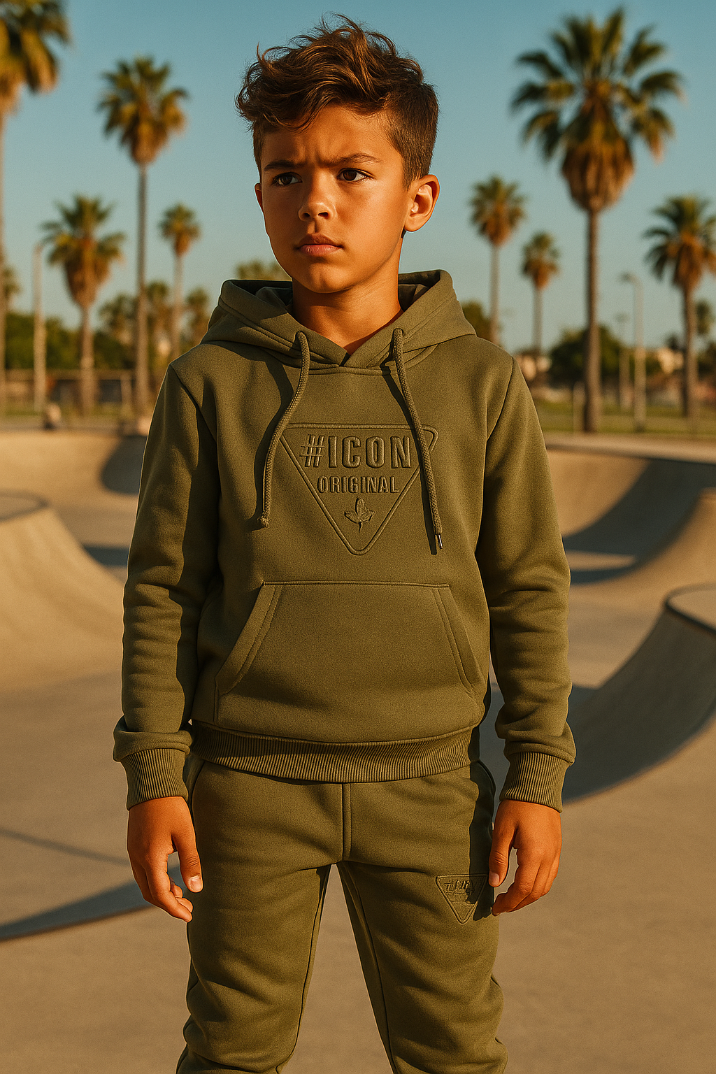 Triangle icon jogging set - legergroen