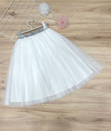 Glitter long tule skirt - wit