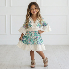 Boho Green Paisley Girls Dress