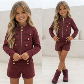 Beat It Velvet Skort Set - bordeaux