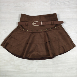 Ruffle Sienna Suède Skort - bruin (verzenddatum 9 okt)