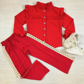 Beige heart pants - rood