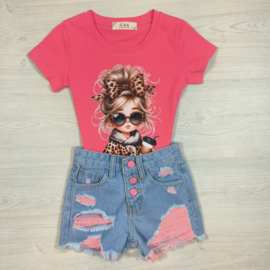 So pink denim shorts