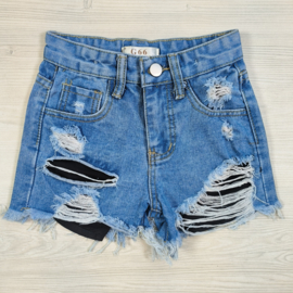 Blue & black distressed short