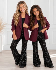 Party All Night Sequin Flared Pants - zwart/zilver