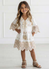 Beige Lace Boho Dress - wit