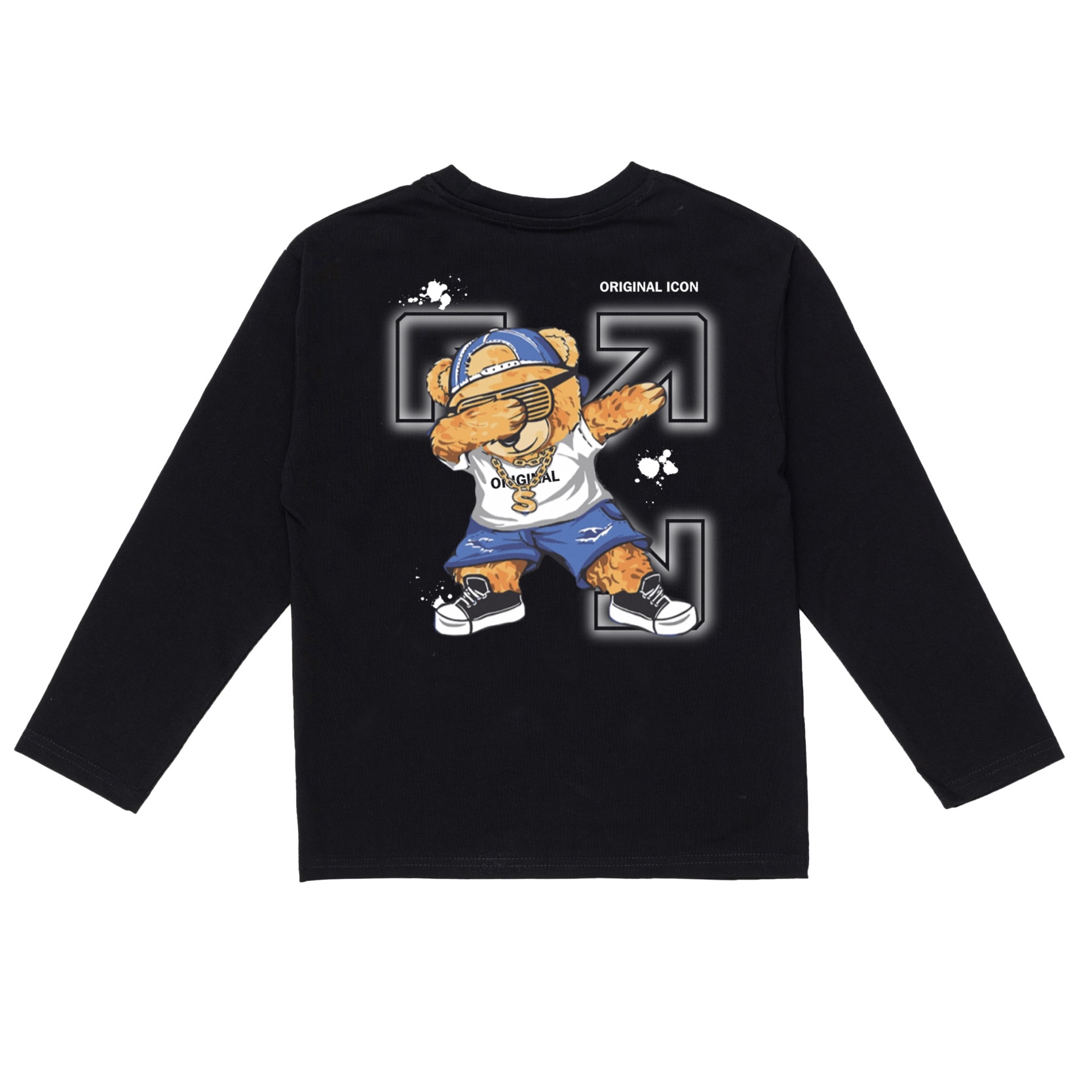Dab bear icon longsleeves - black (Verzenddatum 7 augustus)