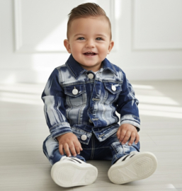 Bleached denim boys set - blue