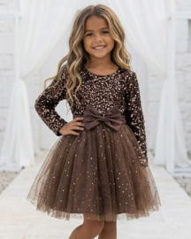 Shimmer Bow Dress - bruin