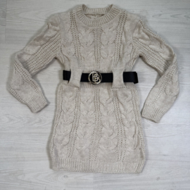 Cozy Cable Belt Dress - beige (verzenddatum 29 sep)