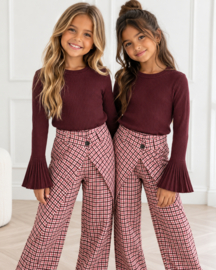 Checkered twist pants - bordeaux