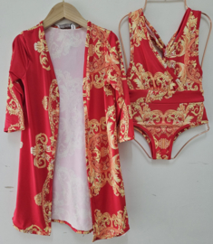Kimono & swimsuit - red