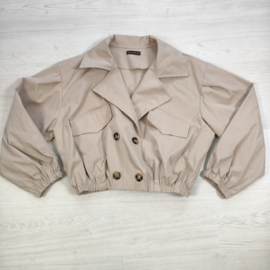 Luxe Cropped Trench Jacket - beige