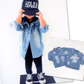 Lichtblauw distressed denim blouse (Gepersonaliseerd)