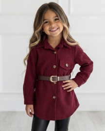 Autumn Belt Cord Dress - bordeaux
