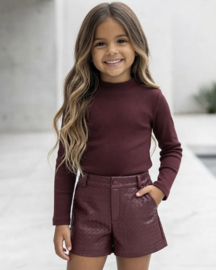 Woven Leatherlook Short & Basic Top set - all bordeaux