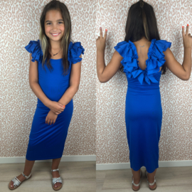 Ruffled bow dress - blue
