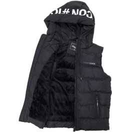 Hooded icon BODYWARMER - black
