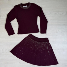 Glam knit skirt set - bordeaux