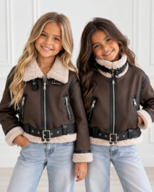 Aviator teddy jacket - bruin