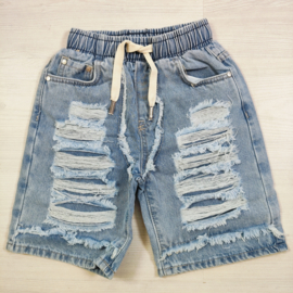 Distressed Jog Denim Shorts