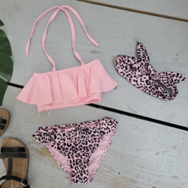 Leopard bikini & Headband - light pink