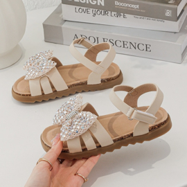 Shiny bow sandals - beige (verzenddatum 24 apr)