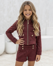 Beat It Velvet Skort Set - bordeaux