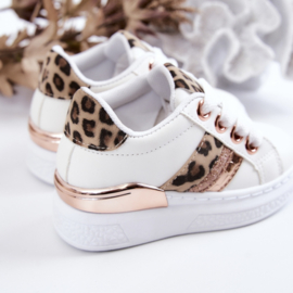 Glittery leopard sneakers - white