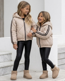 Sporty Stripe Puffer Jacket - beige