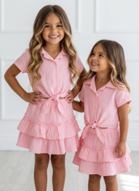 Mousseline Ruffle Summer Set - roze