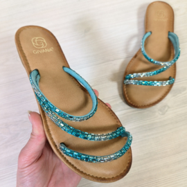 Beads slipper -  Aqua