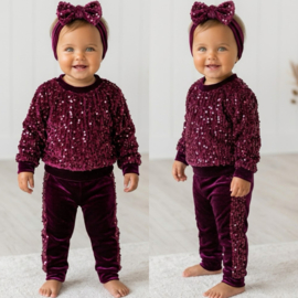 Twinkle velvet baby set - bordeaux