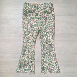 Flower flared pants - lichtgroen