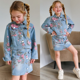Denim skirt & Flower set
