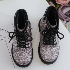 Glitter boots - oudroze