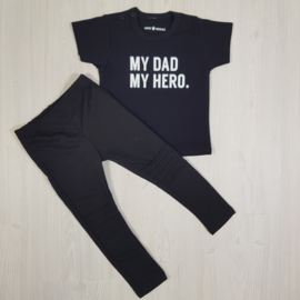 My dad my hero & black biker legging set