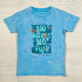 No waves no fun tee - Fjord Blue