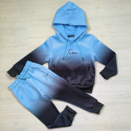 Hooded dip dye set - blauw/ zwart