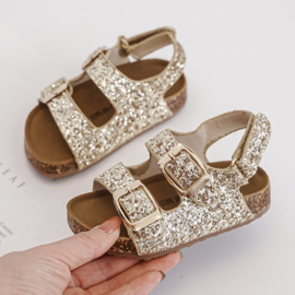 Sweet glitter sandal - goud (met klittenband)