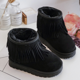 Black fringe winter boots