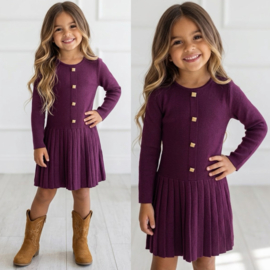 Golden Button Knit Dress - prum