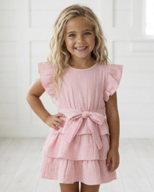 Ruffle Layer Mousseline Dress - roze