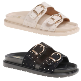 Buckled & studded sandal