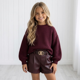 Rebel Leather Short - bordeaux