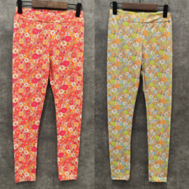 Floral legging - beige of oranje