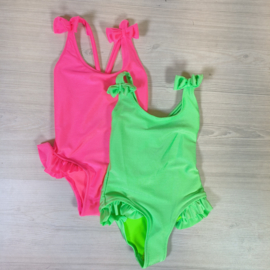Bow & ruffle swimsuit - pink