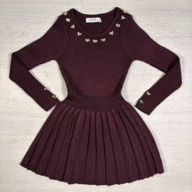 Golden Hearts Knit Dress - bordeaux