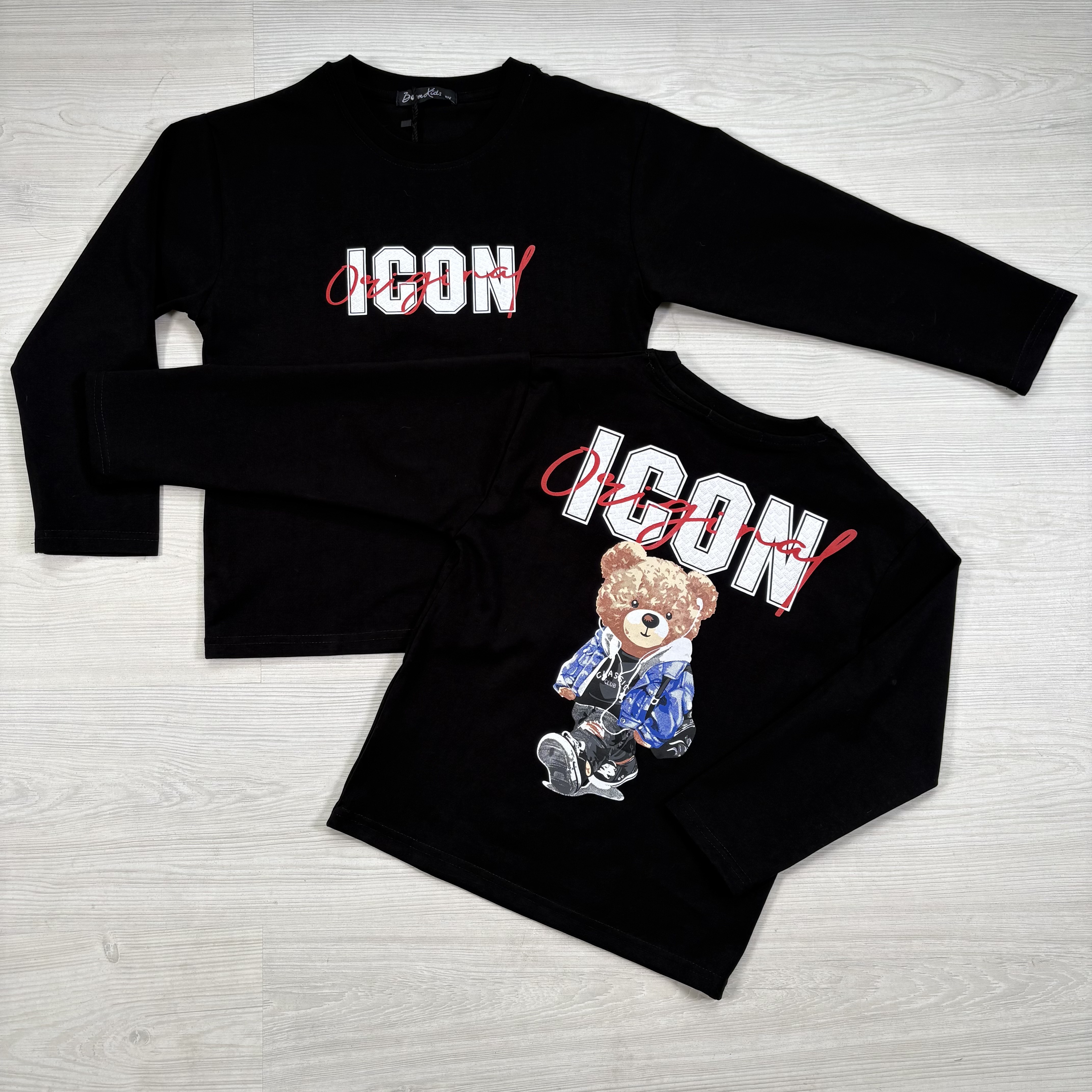 Walking bear icon longsleeves - black